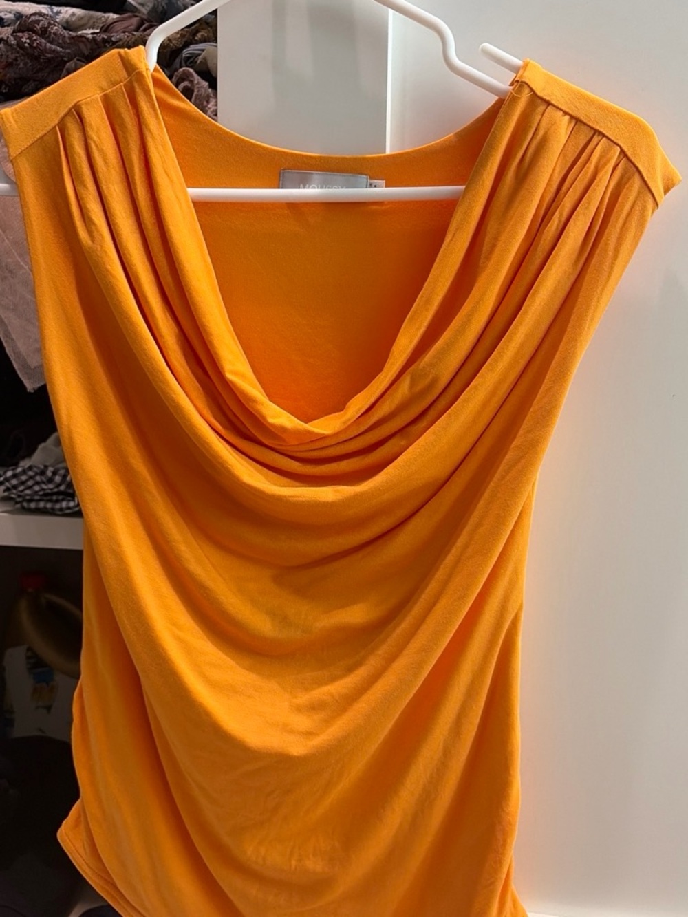 Moussy Draped Cowl Neck Women's Top - Orange